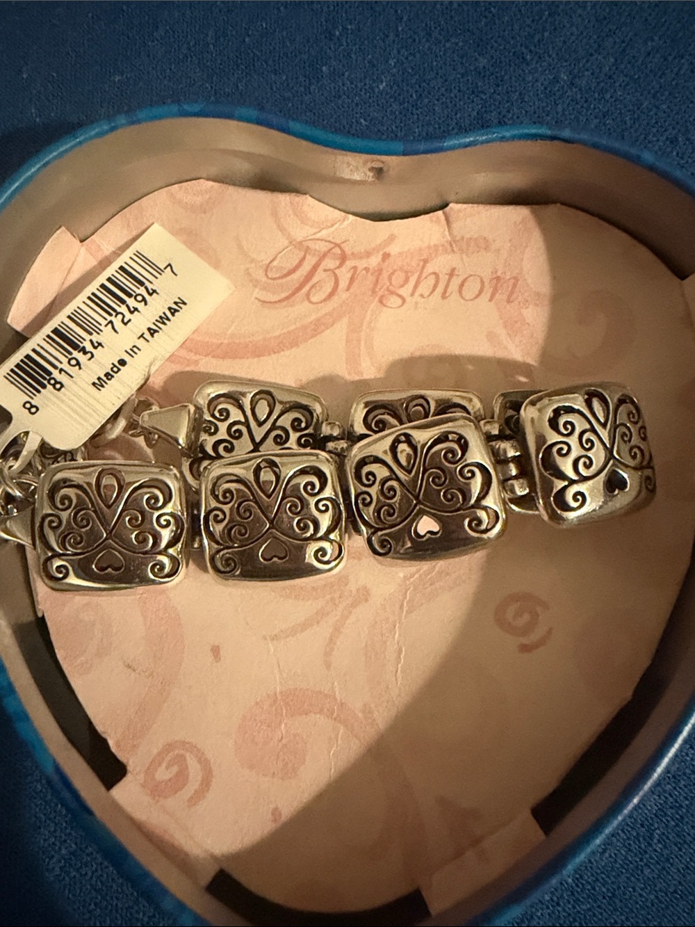 Brighton Silver Filigree Square Link Bracelet - Silver